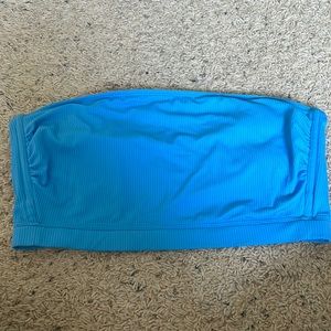 Blue Ribbed Bandeau Swim top